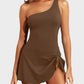 🏆Only £12.99 Last Day Promotion!🎁 👙⛱️ One Shoulder Skirted One Piece Swimsuit