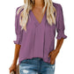🔥Hot Sale-50% Off💜Women's Solid Color V Neck Puff Sleeve Shirt Top