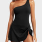 🏆Only £12.99 Last Day Promotion!🎁 👙⛱️ One Shoulder Skirted One Piece Swimsuit