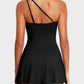 🏆Only £12.99 Last Day Promotion!🎁 👙⛱️ One Shoulder Skirted One Piece Swimsuit