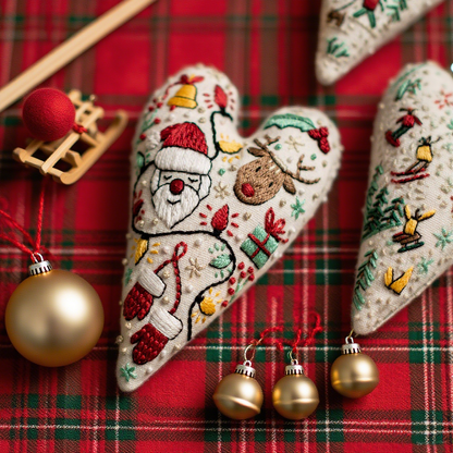 🎅Best Christmas Gift💖DIY Heart Shaped Hand Embroidered Christmas Ornament/Ornament Kit