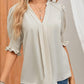 🔥Hot Sale-50% Off💜Women's Solid Color V Neck Puff Sleeve Shirt Top