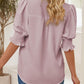 🔥Hot Sale-50% Off💜Women's Solid Color V Neck Puff Sleeve Shirt Top