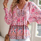 🌷LAST DAY SALE 50% OFF🌷Women's Fashion Printed v-Neck Long Sleeve Shirt
