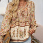 🌷LAST DAY SALE 50% OFF🌷Women's Fashion Printed v-Neck Long Sleeve Shirt