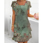 【💥Final 3-hour Preferential Deal 💥】Buy 2 Free Shipping✈️Women's Summer Round Neck Floral Printed Cake Dress