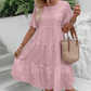 🔥Last Day Sale 50% OFF!!💖Women's Solid Round Neck Floral Cut-Out Dress