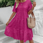 🔥Last Day Sale 50% OFF!!💖Women's Solid Round Neck Floral Cut-Out Dress