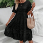🔥Last Day Sale 50% OFF!!💖Women's Solid Round Neck Floral Cut-Out Dress