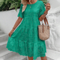 🔥Last Day Sale 50% OFF!!💖Women's Solid Round Neck Floral Cut-Out Dress