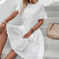 🔥Last Day Sale 50% OFF!!💖Women's Solid Round Neck Floral Cut-Out Dress